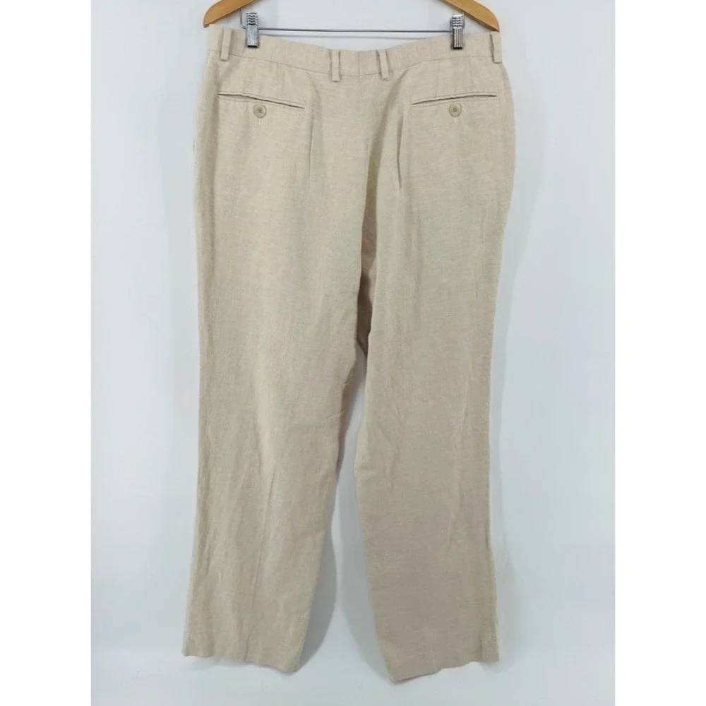 Claiborne Linen Blend Pants Men 36x34 (Fits 36x32) Beige Beachy Wedding Vacation